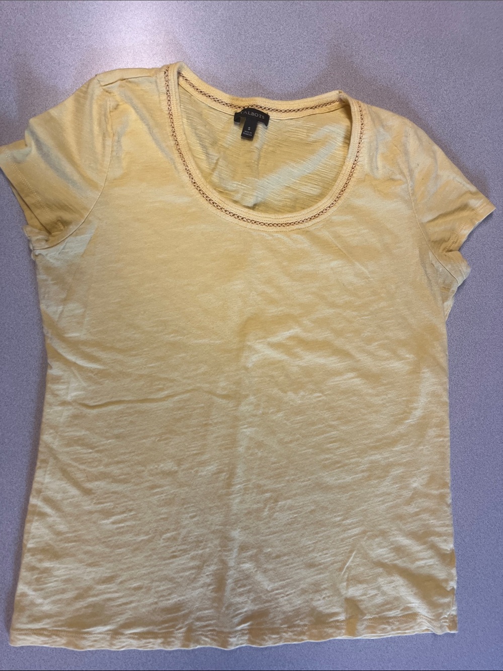 Talbots Women's Short Sleeve Scoop Neck Tee in Pale Yellow